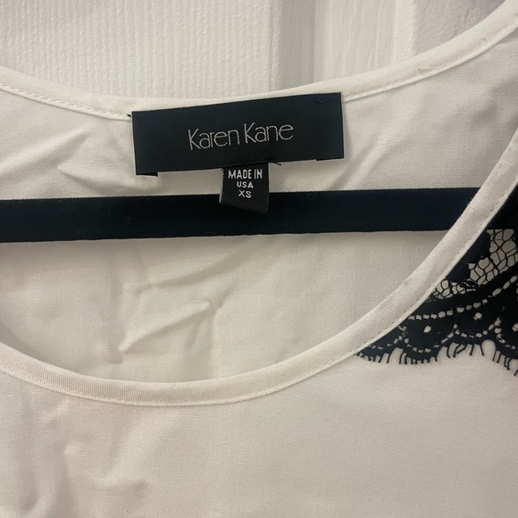 Karen Kane off white top with Black Lace - Picture 2 of 5